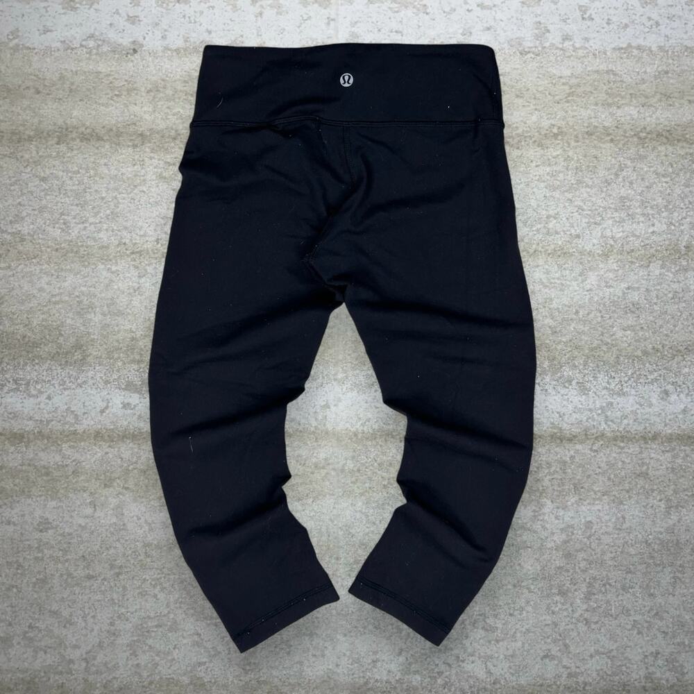 Vintage Y2K Lululemon Leggings Size 4 Jet Black Polyester Reflective Logo